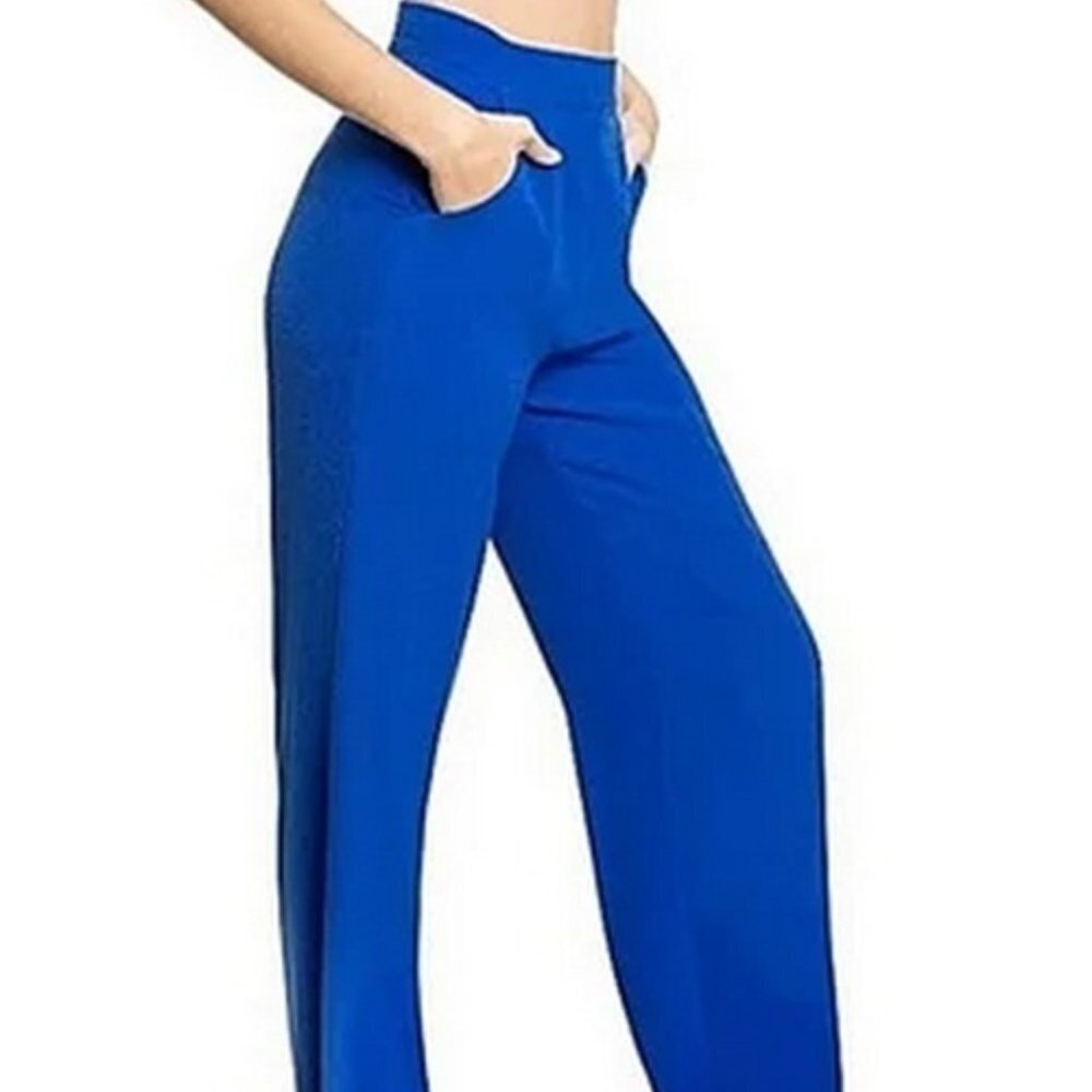 Dress The Population Ashton Electric Blue Wide Leg Split Front Pants